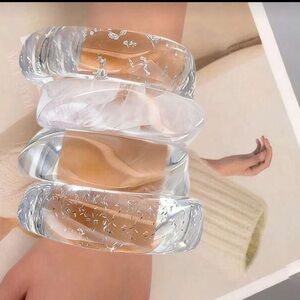 New resin acrylic clear and white cuffs bracelets